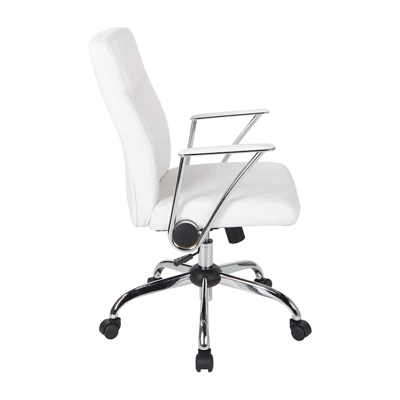 Faux Leather Office Chair with Chrome Base and Built-In Lumbar Support