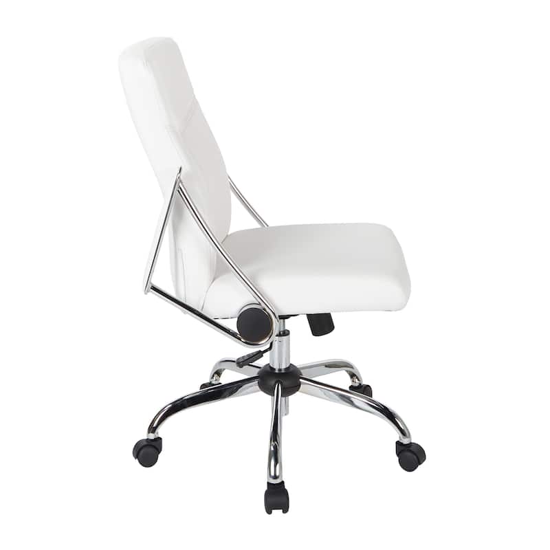 Faux Leather Office Chair with Chrome Base and Built-In Lumbar Support
