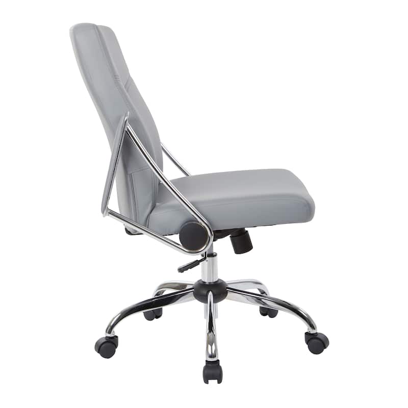 Faux Leather Office Chair with Chrome Base and Built-In Lumbar Support