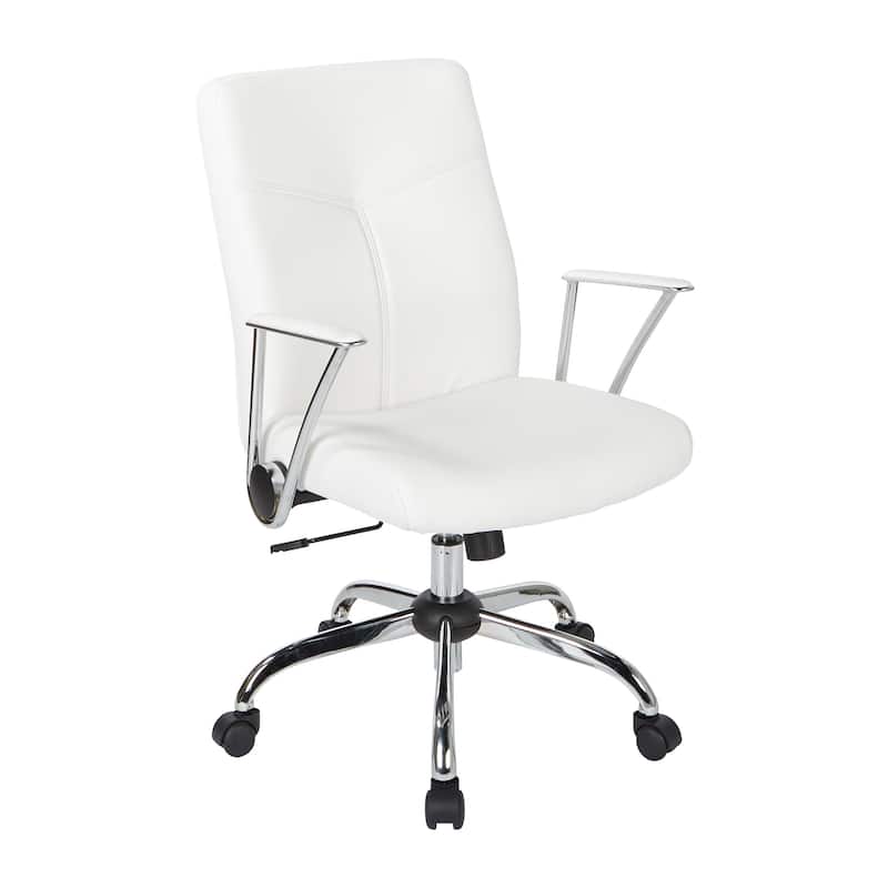 Faux Leather Office Chair with Chrome Base and Built-In Lumbar Support