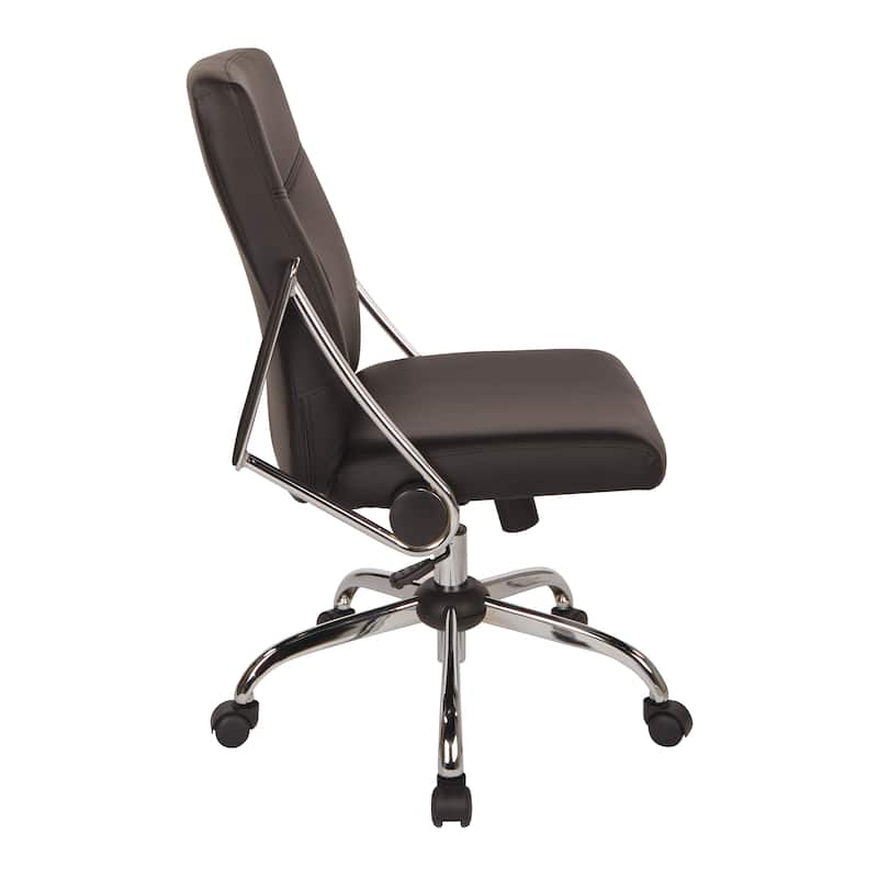 Faux Leather Office Chair with Chrome Base and Built-In Lumbar Support