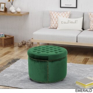 Tiernan Velvet Tufted Ottoman by Christopher Knight Home