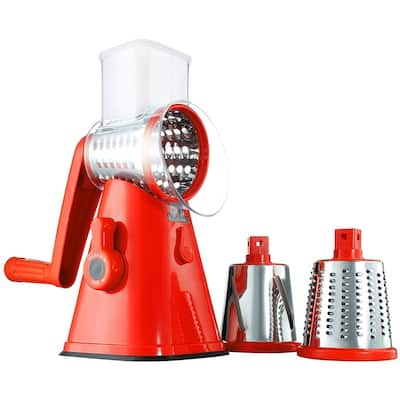 Nutrislicer 3-in 1 Kitchen Countertop Rotary Cheese Grater with Handle & Suction