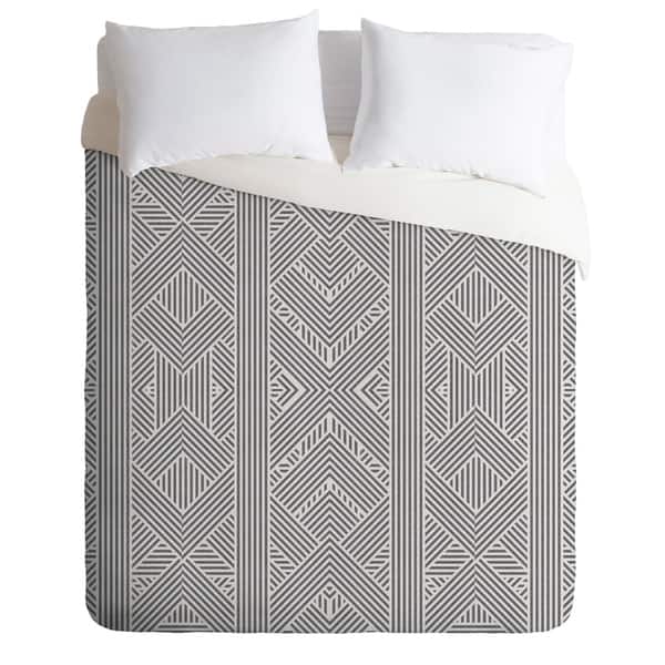 Shop Deny Designs Grey Geometric Stripes Duvet Cover Set 3 Piece