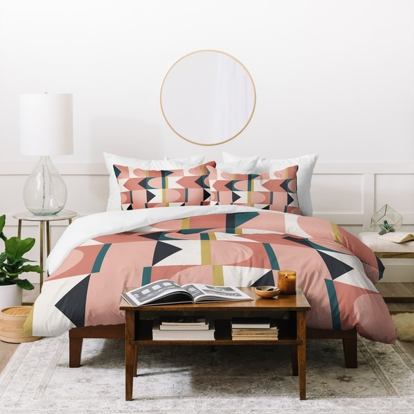 Deny Designs Pink Geometric Shapes Duvet Cover Set (3-Piece Set). Opens flyout.