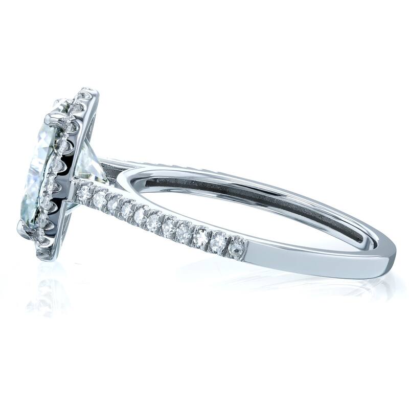 Kobelli 2.2 Carats Moissanite & Natural Diamond 14k Solid Gold Raised Oval Halo Half Eternity Capri Engagement Ring