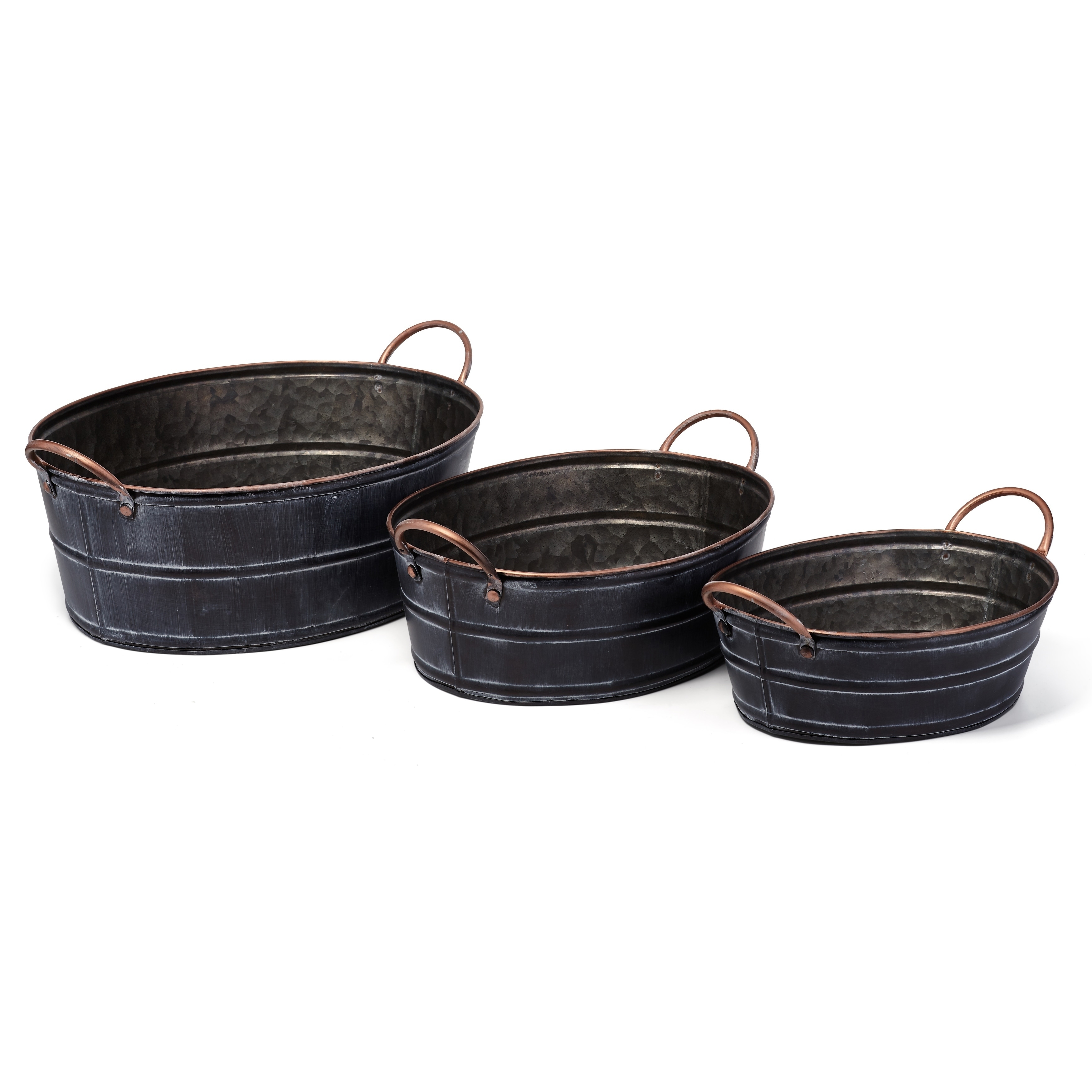 Distressed Accent Wrought Iron Planters Black Set Of 3 Distressed Accent Wrought Iron Planters Black Set Of 3