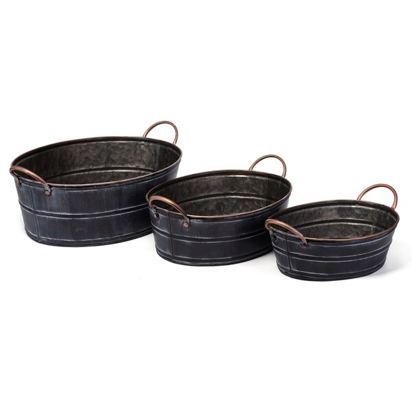 Distressed Accent Wrought Iron Planters Black Set Of 3 On Distressed Accent Wrought Iron Planters Black Set Of 3