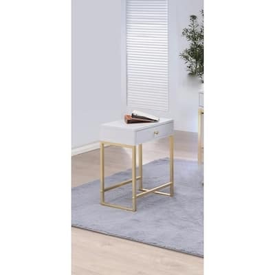 Astonishing Side Table, White & Gold