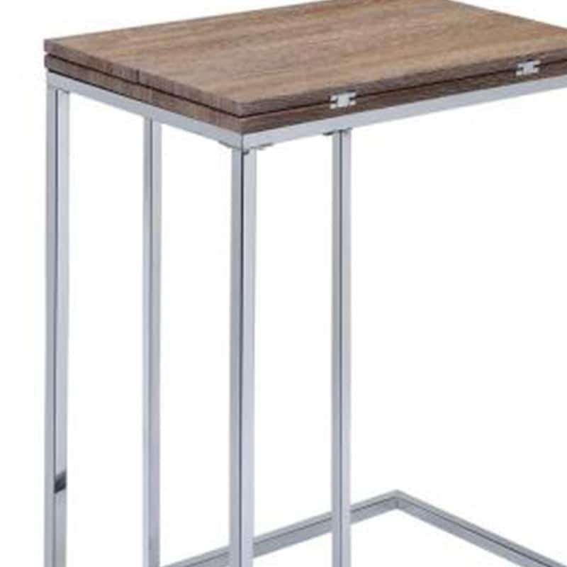 Vogue Side Table, Weathered Oak & Chrome