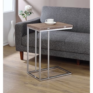 Vogue Side Table, Weathered Oak & Chrome