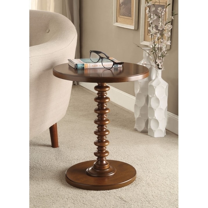 Astonishing Side Table With Round Top, Walnut