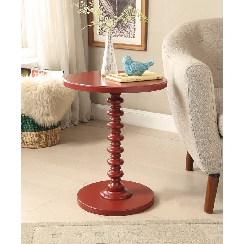 Astonishing Side Table with Round Top, Red