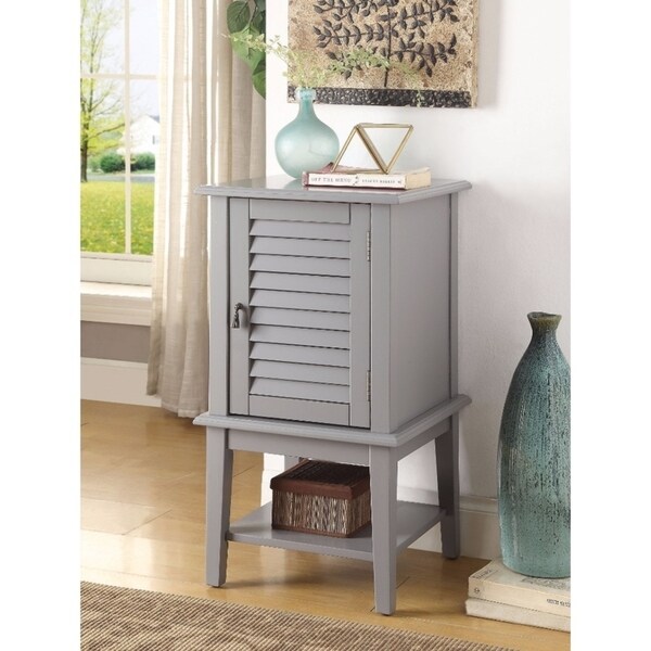 Elegant Side Table With 1 Drawer and Door, Gray