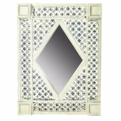 Wooden Mirror Wall Decor, Off White
