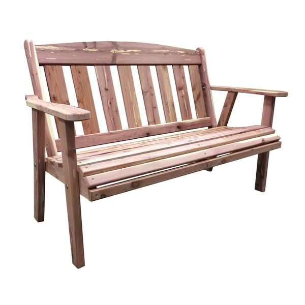 AmeriHome Amish Made Outdoor Bench - Cedar Brown Unfinished