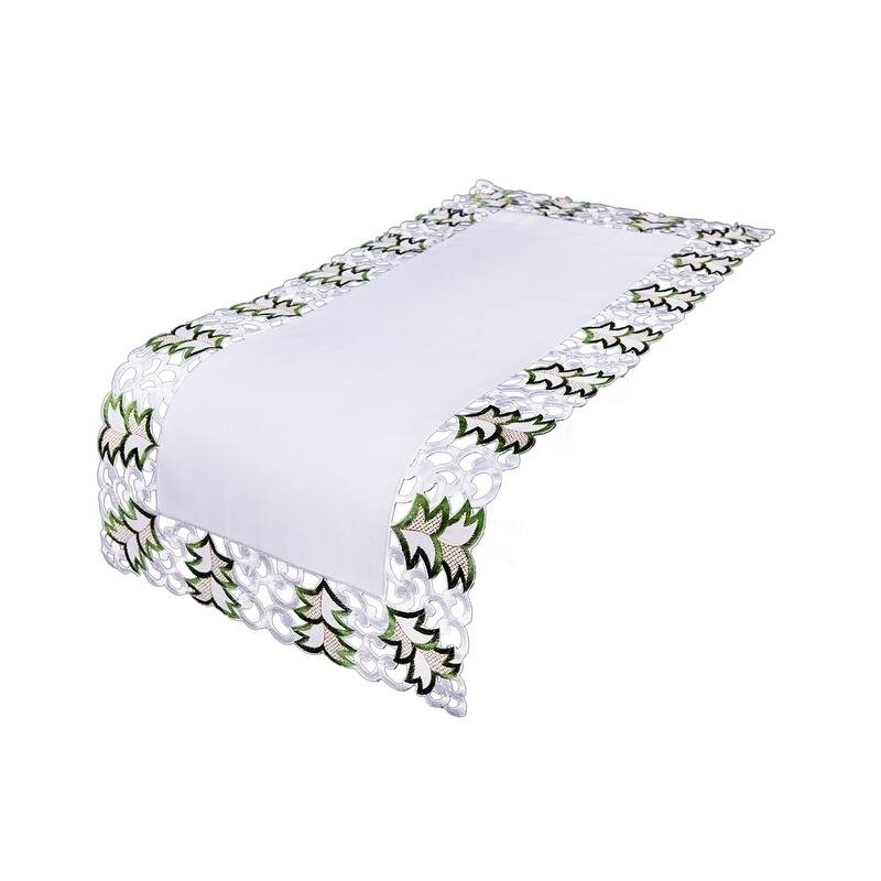 Tannenbaum Embroidered Cutwork Holiday Table Runner, 12 by 28-Inch