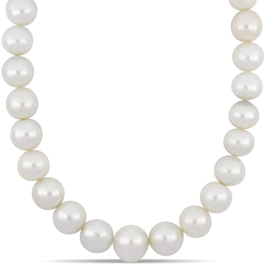 Miadora South Sea Cultured Pearl Necklace with 14k Yellow Gold Diamond Ball Clasp (16-20 mm)