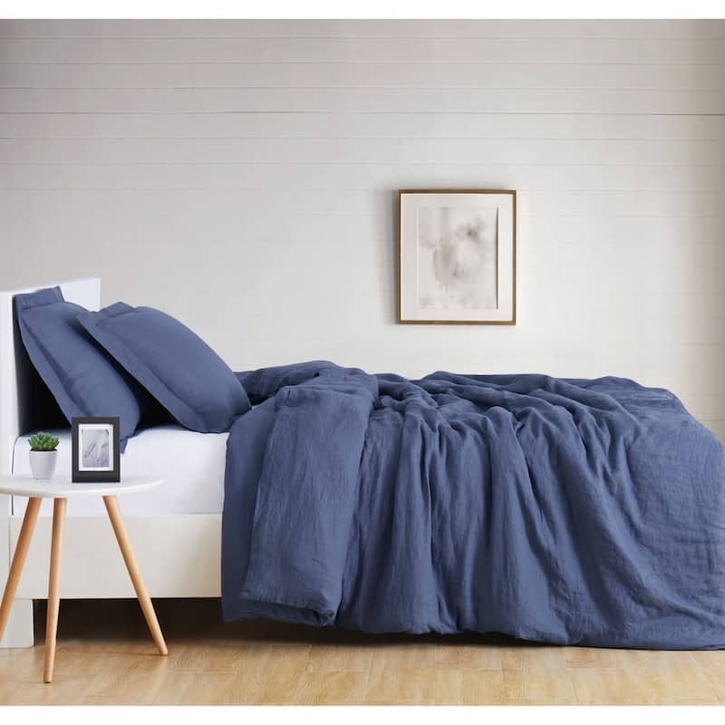 Brooklyn Loom Natural Flax Linen 3-piece Duvet Cover Set