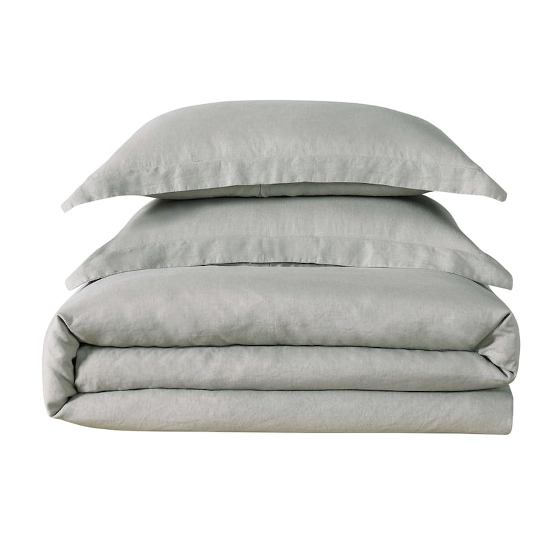 Brooklyn Loom Natural Flax Linen 3-piece Duvet Cover Set