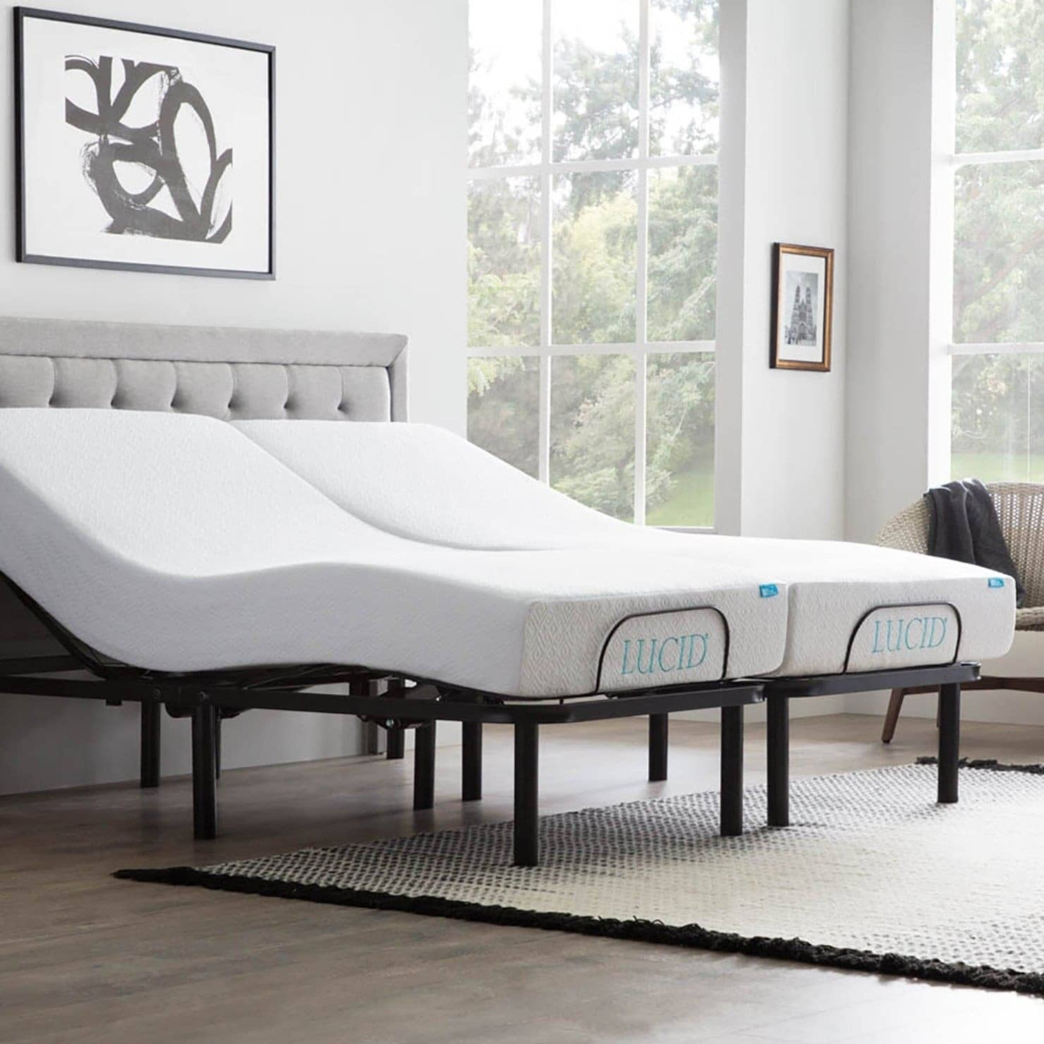 Lucid Comfort Collection 10 Inch Gel Memory Foam Mattress And Standard Adjustable Bed Set