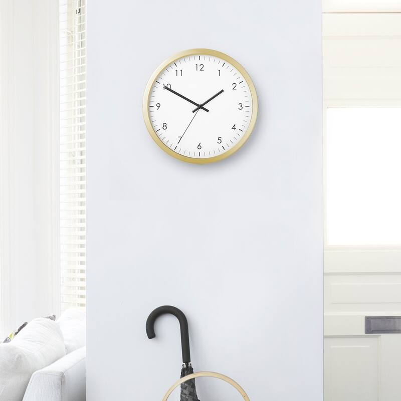 Wall Clock - 12" Metal Frame - Battery Operated - Clock for Kitchen, Nursery, Office, School, Hospital - Silent Second-Hand