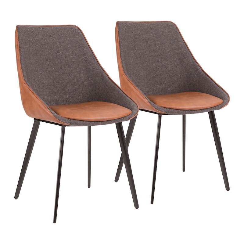 Copper Grove Aken Fabric and Faux Leather Chairs (Set of 2) - N/A