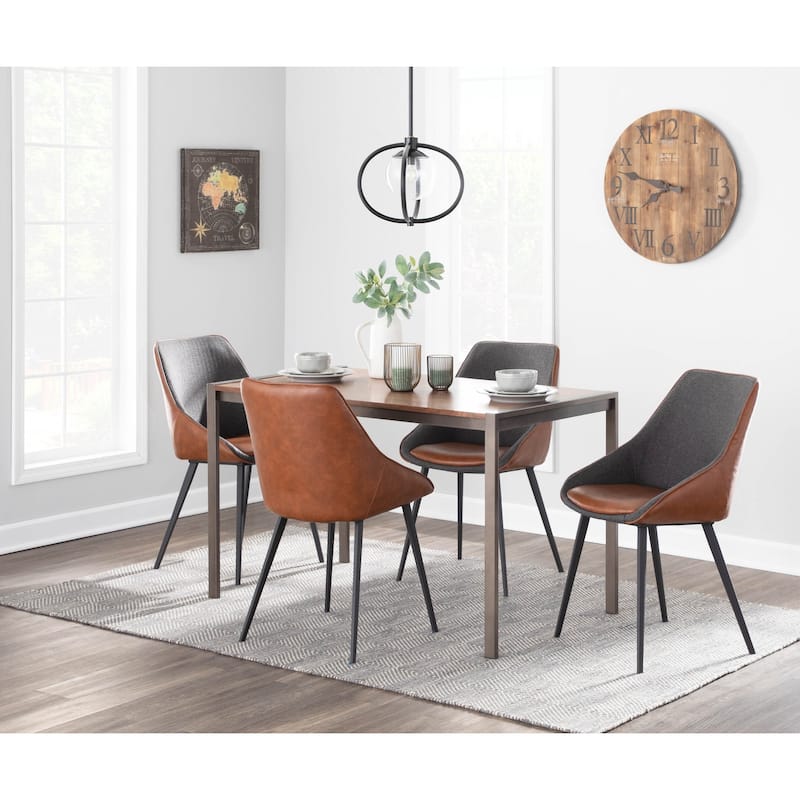 Copper Grove Aken Fabric and Faux Leather Chairs (Set of 2) - N/A