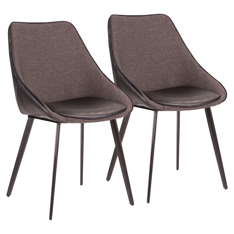 Copper Grove Aken Fabric and Faux Leather Chairs (Set of 2) - N/A