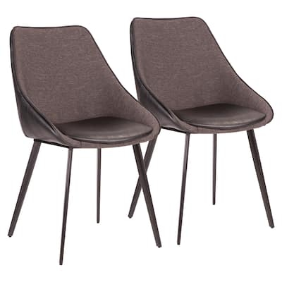 Copper Grove Aken Fabric and Faux Leather Chairs (Set of 2) - N/A
