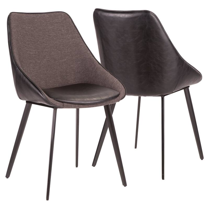 Copper Grove Aken Fabric and Faux Leather Chairs (Set of 2) - N/A