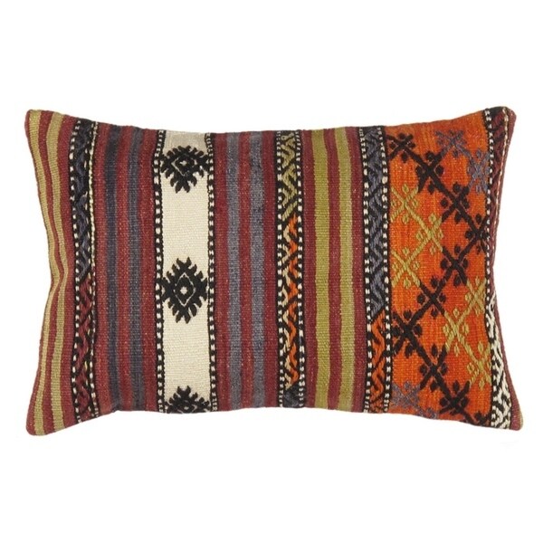 Vintage Turkish Kilim Lumber Pillow (16" X 24")