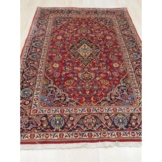 5 X 8 Unique One Of A Kind Area Rugs Online At Hand Knotted Wool Red Traditional Oriental Kashan Rug 4 7 X