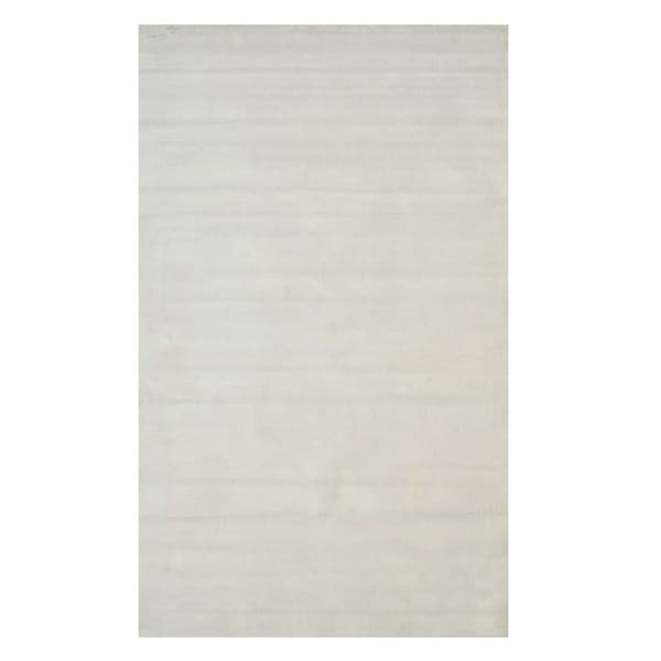 Handmade Viscose Ivory Contemporary Solid Random-cut Pile Rug - 4' x 6'