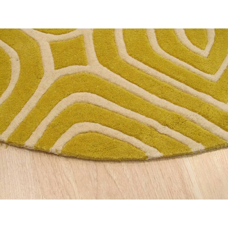 EORC Marla Yellow Wool Hand-tufted Transitional Geometric Rug