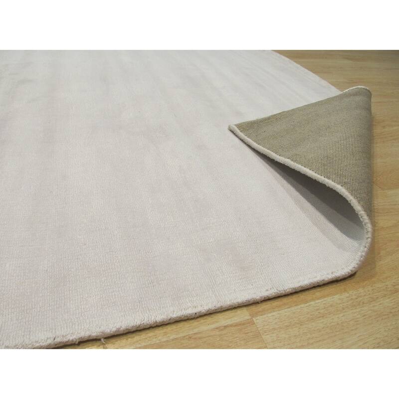 EORC Handmade Viscose Random-Cut Pile Rug, Ivory | Luxurious & Stylish
