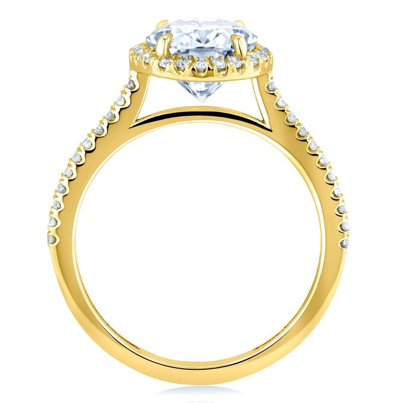 Annello by Kobelli 14k Gold 2 1/4ct TGW Forever One Moissanite and Diamond Oval Halo Engagement Ring (DEF/VS, GH/I)