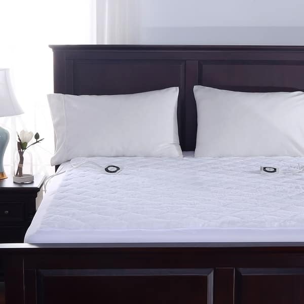 Berkshire Blanket and Home Luxury Faux Fur Heated Mattress Pad with Intellisense™ True White