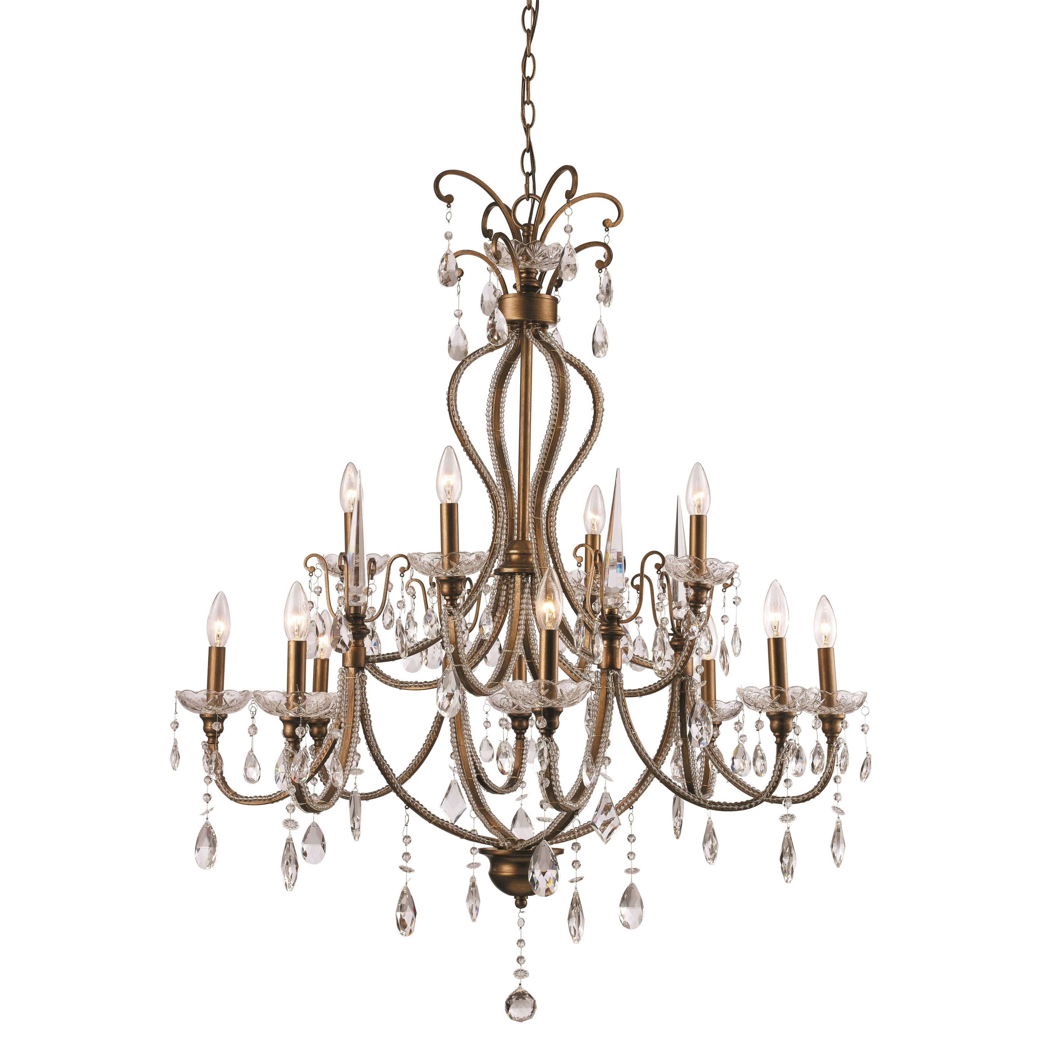 Juglans Antique Gold 12-light Chandelier - Chandeliers For Bedrooms by Overstock.com
