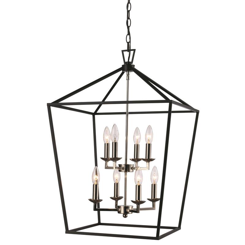 Lacey Polished Chrome and Black 8-light Pendant