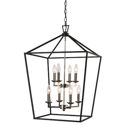 Lacey Polished Chrome and Black 8-light Pendant