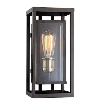 Showcase Rubbed Oil Bronze and Antique Brass 1-light Wall Lantern