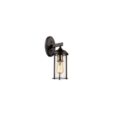 Blues Rubbed Oil Bronze and Antique Brass 1-light Wall Lantern