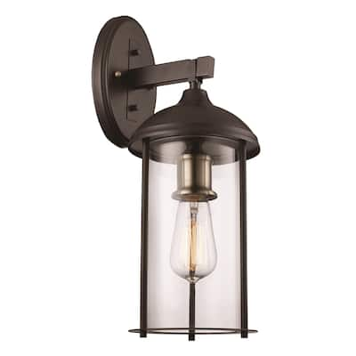 Blues Rubbed Oil Bronze and Antique Brass 1-light Wall Lantern