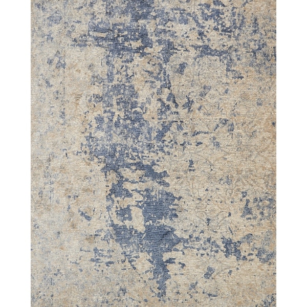 Alexander Home Distressed Abstract Beige/ Blue Mosaic Rug - 2' x 3'4"