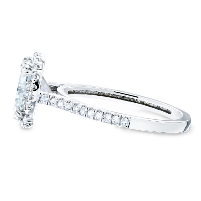 Kobelli 2.2 Carats Moissanite & Natural Diamond 14k Solid Gold Raised Cushion Halo Half Eternity Capri Engagement Ring