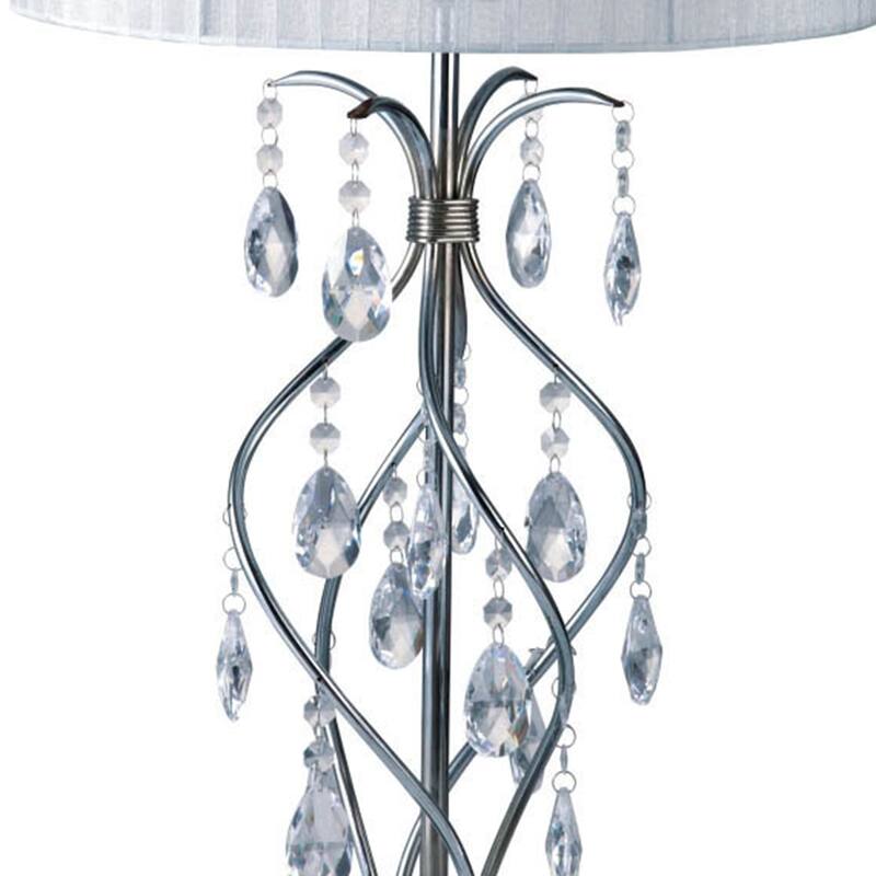 Jena Traditional White Metal Hanging Crystals Table Lamp by Furniture of America