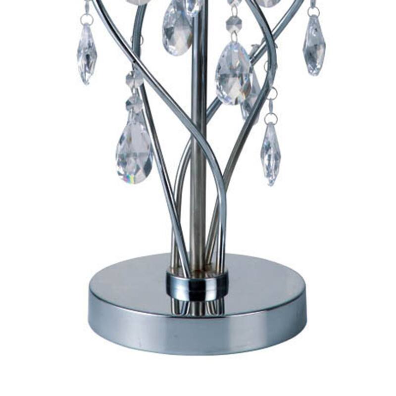 Jena Traditional White Metal Hanging Crystals Table Lamp by Furniture of America