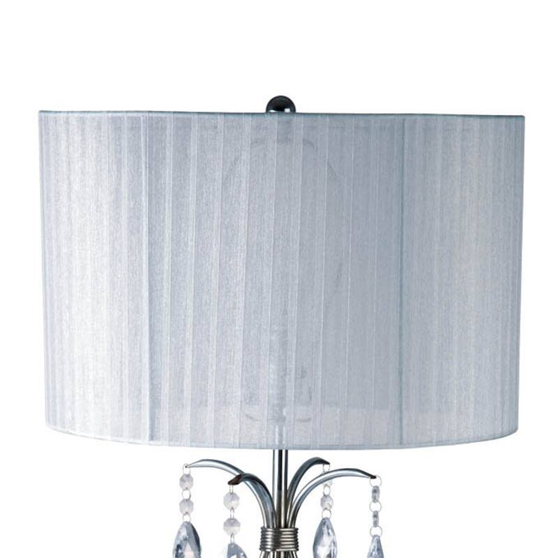 Jena Traditional White Metal Hanging Crystals Table Lamp by Furniture of America