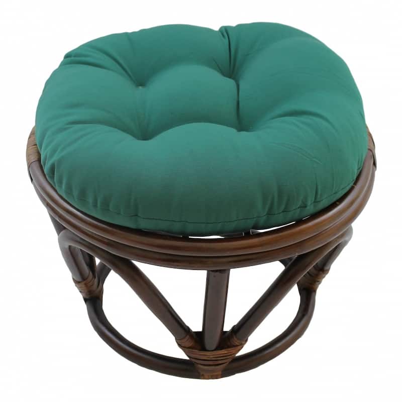 Bali 18-inch Footstool with Twill Cushion - Forest green